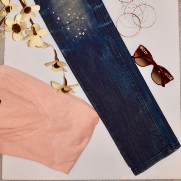 Machine Rhinestone/Ripped Jeans Size 27 - Picture 7 of 8